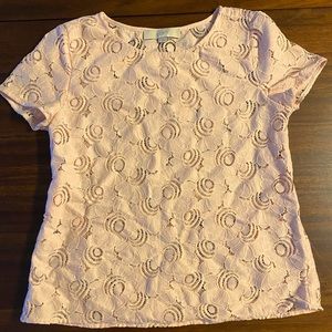 Loft Light Pink Lacy Floral Top: Small
